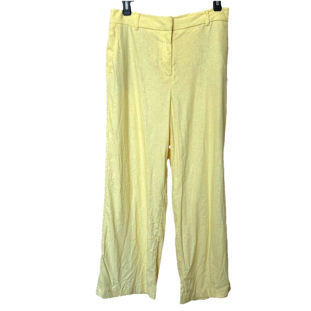 Linen Blend Rachel Zoe Pant Womens 4 Butter Yellow Spring Pastel Preppy 28 x 25